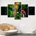 Tropical Parrots on Tree 5 Piece HD Multi Panel Canvas Wall Art Frame - Original Frame