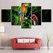 Tropical Parrots on Tree 5 Piece HD Multi Panel Canvas Wall Art Frame - Original Frame