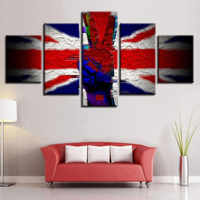 British Flag 5 Piece HD Multi Panel Canvas Wall Art Frame - Original Frame