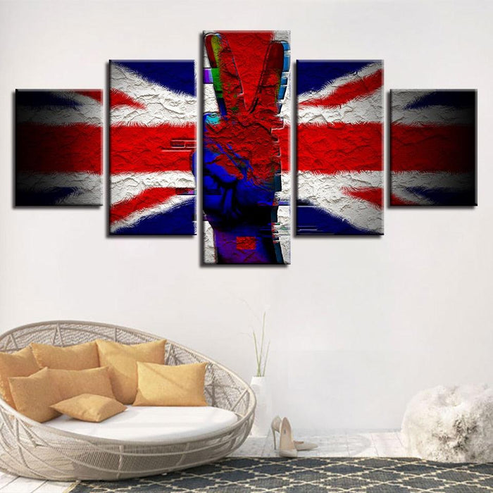 British Flag 5 Piece HD Multi Panel Canvas Wall Art Frame - Original Frame