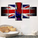 British Flag 5 Piece HD Multi Panel Canvas Wall Art Frame - Original Frame