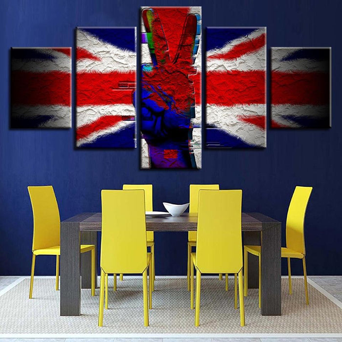 British Flag 5 Piece HD Multi Panel Canvas Wall Art Frame - Original Frame