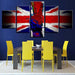 British Flag 5 Piece HD Multi Panel Canvas Wall Art Frame - Original Frame