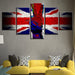 British Flag 5 Piece HD Multi Panel Canvas Wall Art Frame - Original Frame