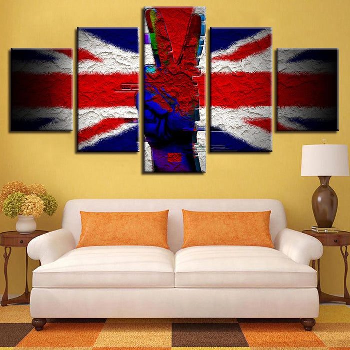 British Flag 5 Piece HD Multi Panel Canvas Wall Art Frame - Original Frame