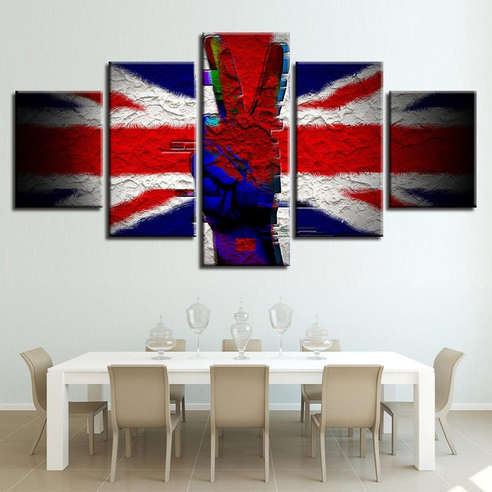 British Flag 5 Piece HD Multi Panel Canvas Wall Art Frame - Original Frame