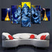 Hindu God Ganesha 5 Piece HD Multi Panel Canvas Wall Art Frame - Original Frame