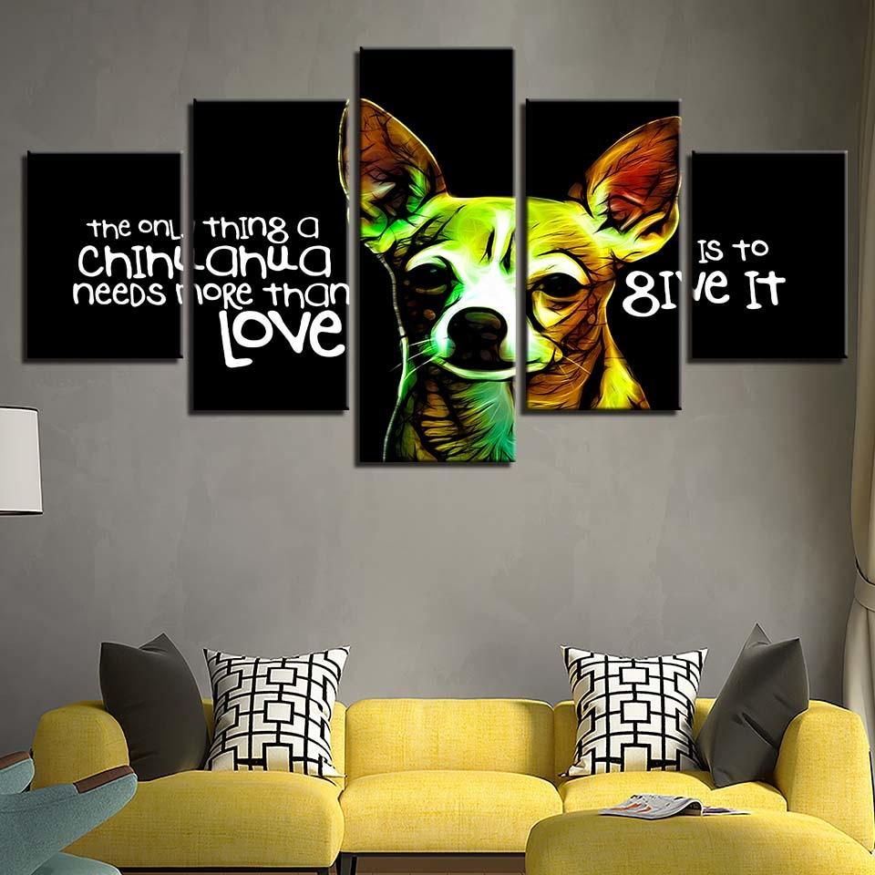 Animal Dog Words 5 Piece HD Multi Panel Canvas Wall Art Frame - Original Frame