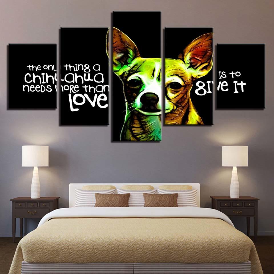 Animal Dog Words 5 Piece HD Multi Panel Canvas Wall Art Frame - Original Frame