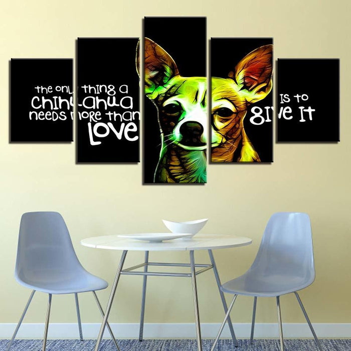 Animal Dog Words 5 Piece HD Multi Panel Canvas Wall Art Frame - Original Frame