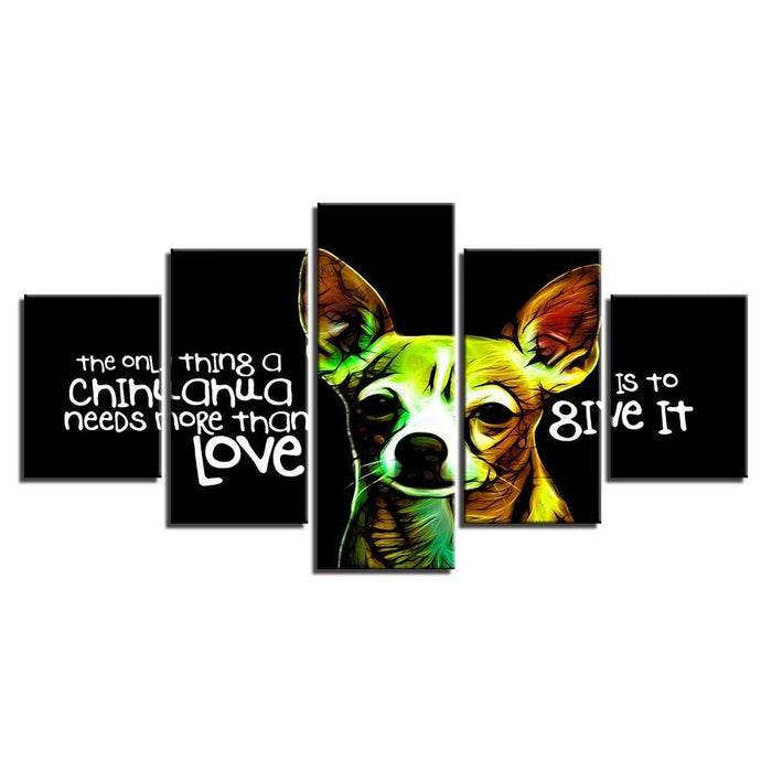 Animal Dog Words 5 Piece HD Multi Panel Canvas Wall Art Frame - Original Frame