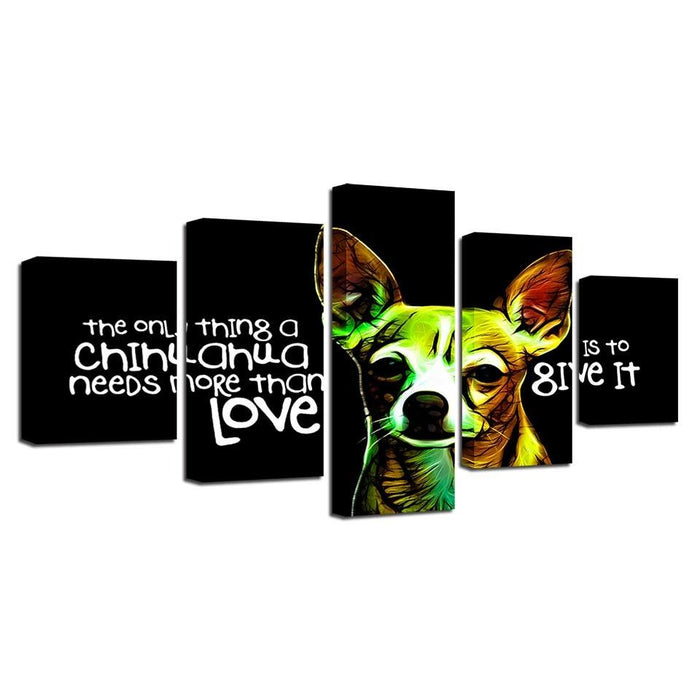 Animal Dog Words 5 Piece HD Multi Panel Canvas Wall Art Frame - Original Frame