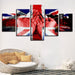 British Flag And Hand Building 5 Piece HD Multi Panel Canvas Wall Art Frame - Original Frame