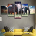 Wild Elephant Pack 5 Piece HD Multi Panel Canvas Wall Art Frame - Original Frame