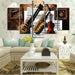 Guitar Saxophone Violin 5 Piece HD Multi Panel Canvas Wall Art - Original Frame