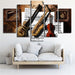 Guitar Saxophone Violin 5 Piece HD Multi Panel Canvas Wall Art - Original Frame