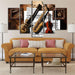 Guitar Saxophone Violin 5 Piece HD Multi Panel Canvas Wall Art - Original Frame