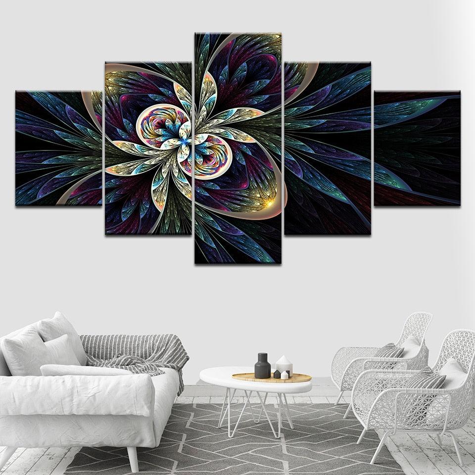Abstract Flower Art 5 Piece HD Multi Panel Canvas Wall Art Frame - Original Frame