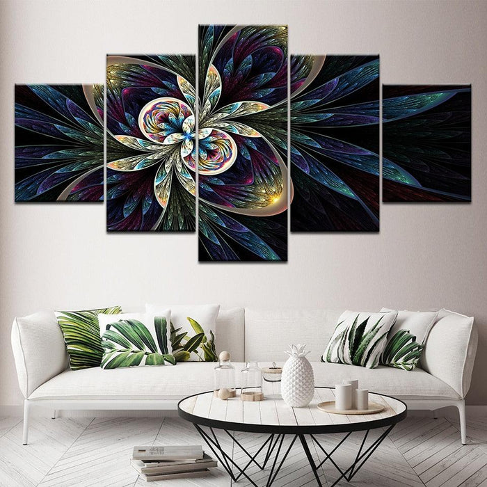 Abstract Flower Art 5 Piece HD Multi Panel Canvas Wall Art Frame - Original Frame