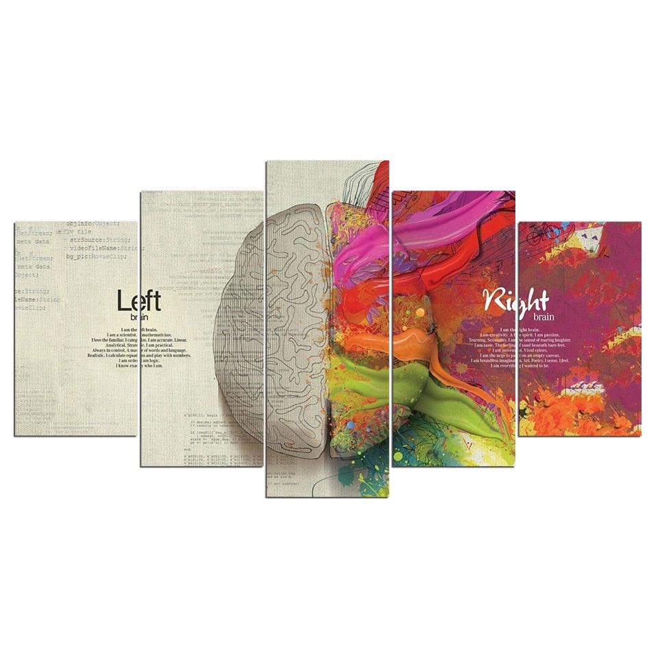 The Left And Right Brain 5 Piece HD Multi Panel Canvas Wall Art Frame - Original Frame