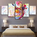 Phoenix Flowers 5 Piece HD Multi Panel Canvas Wall Art Frame - Original Frame