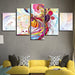 Phoenix Flowers 5 Piece HD Multi Panel Canvas Wall Art Frame - Original Frame