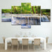 Forest Waterfall 5 Piece HD Multi Panel Canvas Wall Art Frame - Original Frame