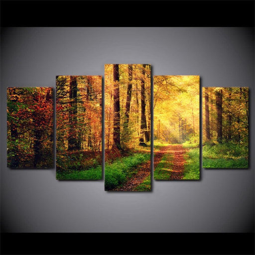 Sunshine Autumn Scenery 5 Piece HD Multi Panel Canvas Wall Art Frame - Original Frame