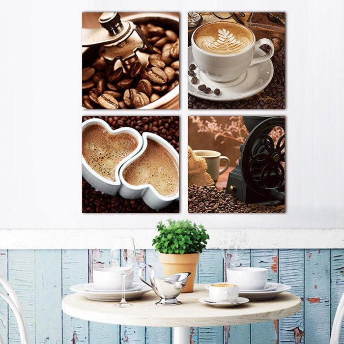 Coffee 4 Piece HD Multi Panel Canvas - Original Frame