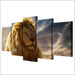 Lion Head 5 Piece HD Multi Panel Canvas Wall Art Frame - Original Frame