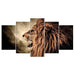 Grand Lion Howl 5 Piece HD Multi Panel Canvas Wall Art Frame - Original Frame