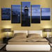 Dusk Seaside Bridge Lighthouse 5 Piece HD Multi Panel Canvas Wall Art Frame - Original Frame