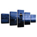 Dusk Seaside Bridge Lighthouse 5 Piece HD Multi Panel Canvas Wall Art Frame - Original Frame