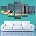 Sea Waves Against Lighthouse 5 Piece HD Multi Panel Canvas Wall Art Frame - Original Frame