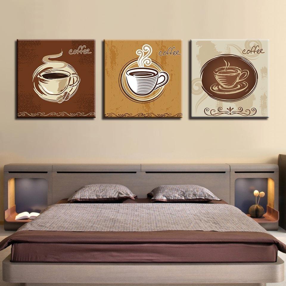 Three Coffee Cups 3 Piece HD Multi Panel Canvas Wall Art Frame - Original Frame