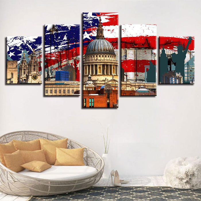 White House 5 Piece HD Multi Panel Canvas Wall Art Frame - Original Frame