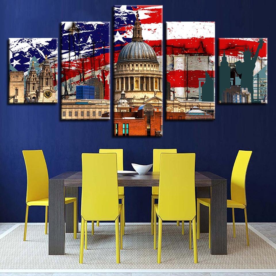 White House 5 Piece HD Multi Panel Canvas Wall Art Frame - Original Frame