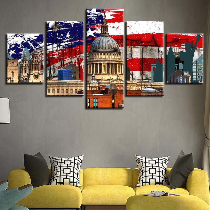 White House 5 Piece HD Multi Panel Canvas Wall Art Frame - Original Frame