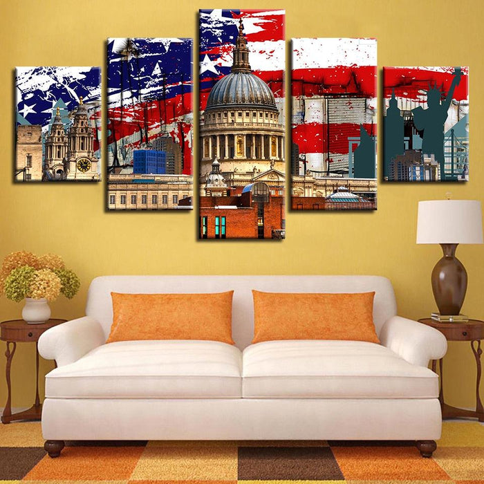 White House 5 Piece HD Multi Panel Canvas Wall Art Frame - Original Frame