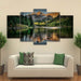 Mountain Lake Tree 5 Piece HD Multi Panel Canvas Wall Art Frame - Original Frame