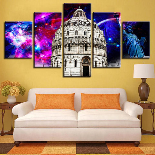 Statue Of Liberty 5 Piece HD Multi Panel Abstract Canvas Wall Art Frame - Original Frame