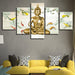 Buddha And Fish 5 Piece HD Multi Panel Canvas Wall Art Frame - Original Frame