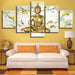 Buddha And Fish 5 Piece HD Multi Panel Canvas Wall Art Frame - Original Frame