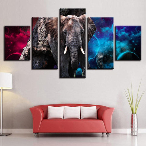 Elephant Colors 5 Piece HD Multi Panel Canvas Wall Art Frame - Original Frame