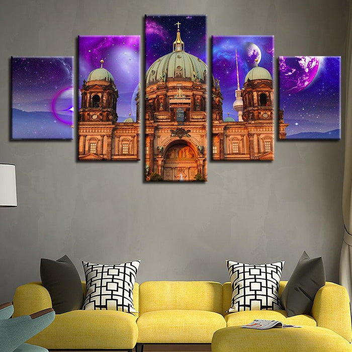 Castle Abstract 5 Piece HD Multi Panel Canvas Wall Art Frame - Original Frame