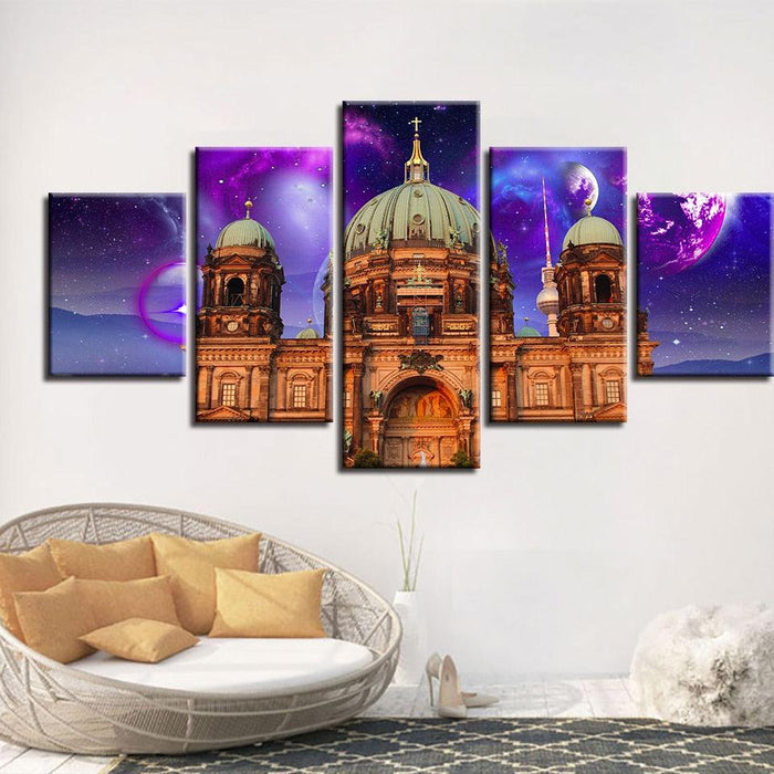 Castle Abstract 5 Piece HD Multi Panel Canvas Wall Art Frame - Original Frame