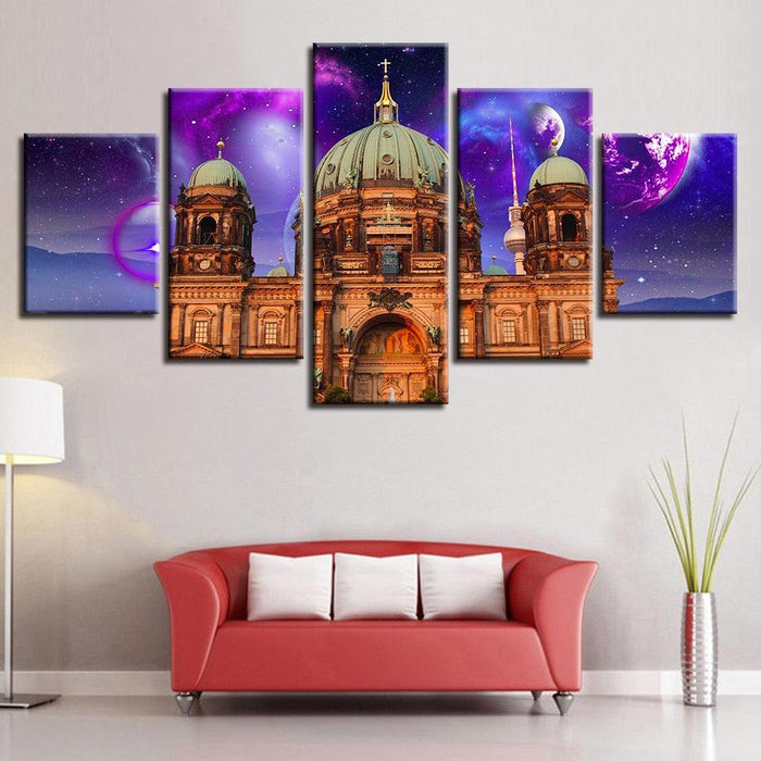 Castle Abstract 5 Piece HD Multi Panel Canvas Wall Art Frame - Original Frame