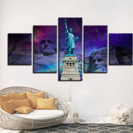 Statue Of Liberty 5 Piece HD Multi Panel Canvas Wall Art Frame - Original Frame