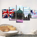 British Flag Castle 5 Piece HD Multi Panel Canvas Wall Art Frame - Original Frame