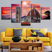 Castle Sunset 5 Piece HD Multi Panel Canvas Wall Art Frame - Original Frame